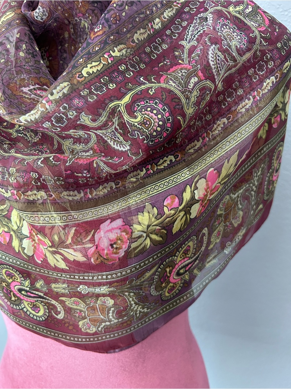 Fattorsetta Paisley Rose Scarf Made in Italy - Picture 2 of 8